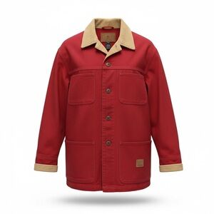 Vintage Ralph Lauren Red Chore Coat/Utility Jacket with Tan Corduroy Accents